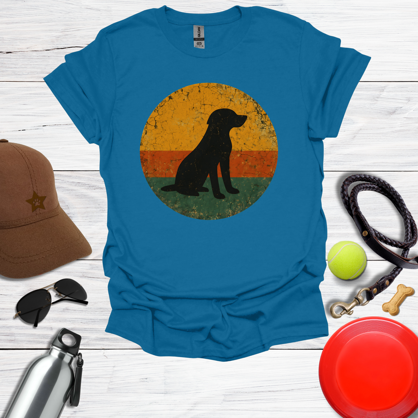 Retro Labrador Sunset Silhouette T-Shirt