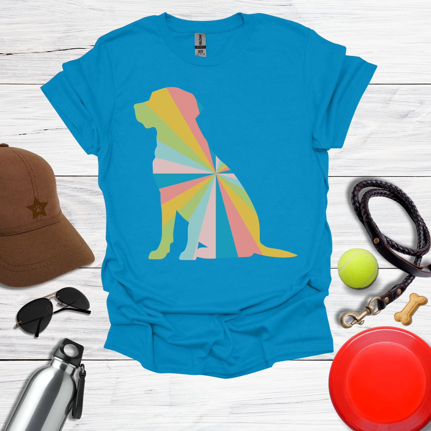 Rainbow Geometric Labrador Dog T-Shirt