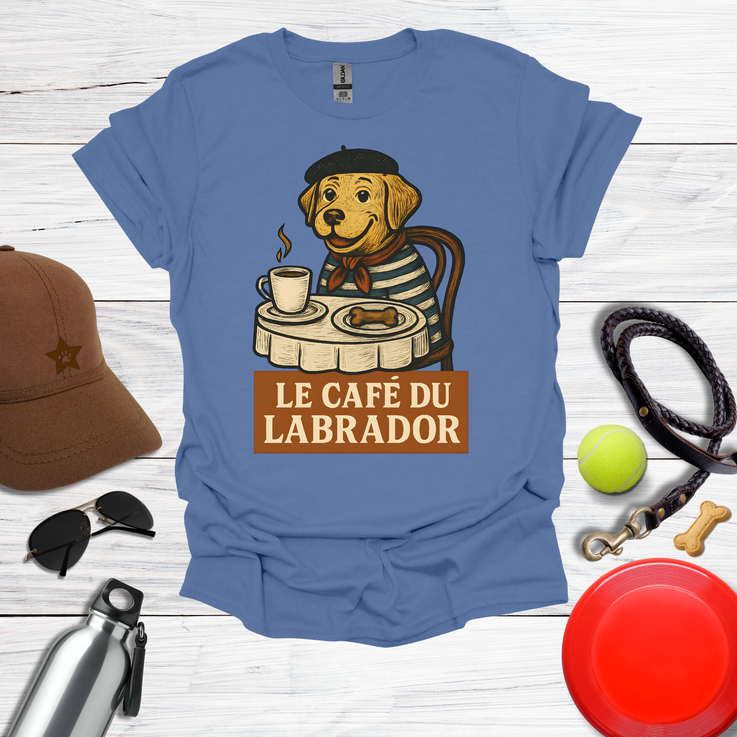 Cute Labrador at French Cafe T-Shirt