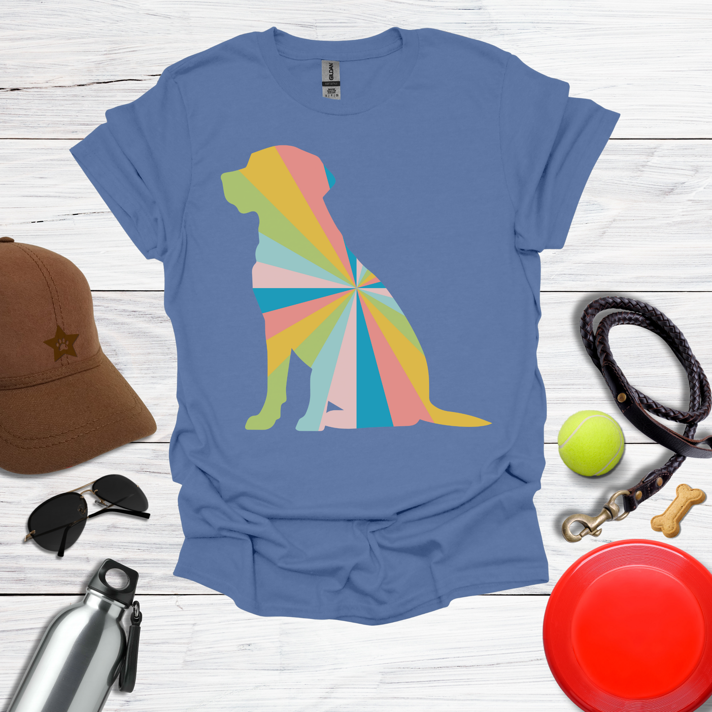 Rainbow Geometric Labrador Dog T-Shirt