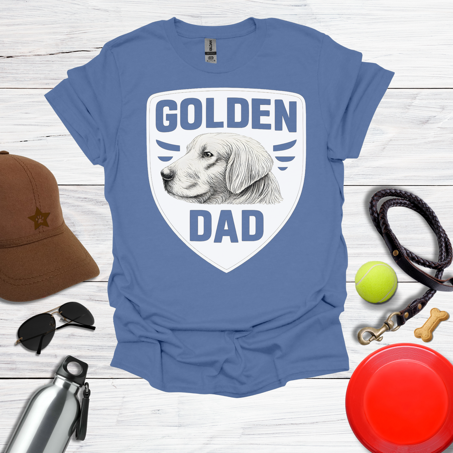 Golden Dad Vintage Dog Portrait T‑Shirt