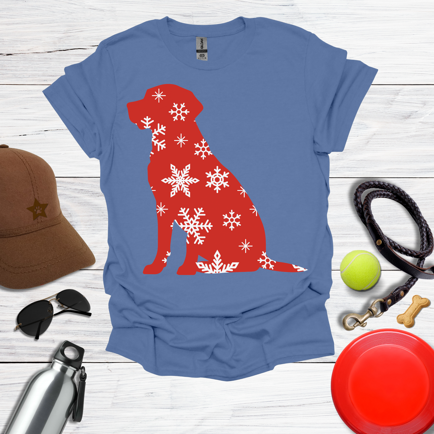 Christmas Labrador Red & Snowflake Tee