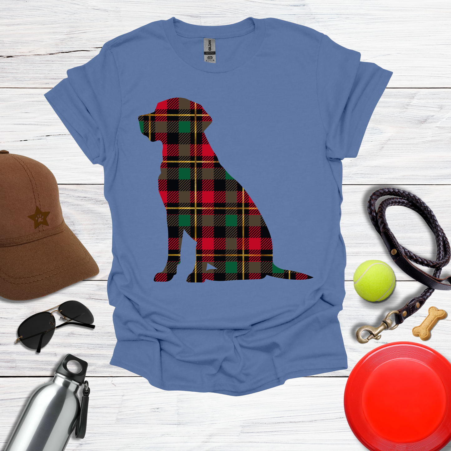 Plaid Labrador Silhouette T-Shirt