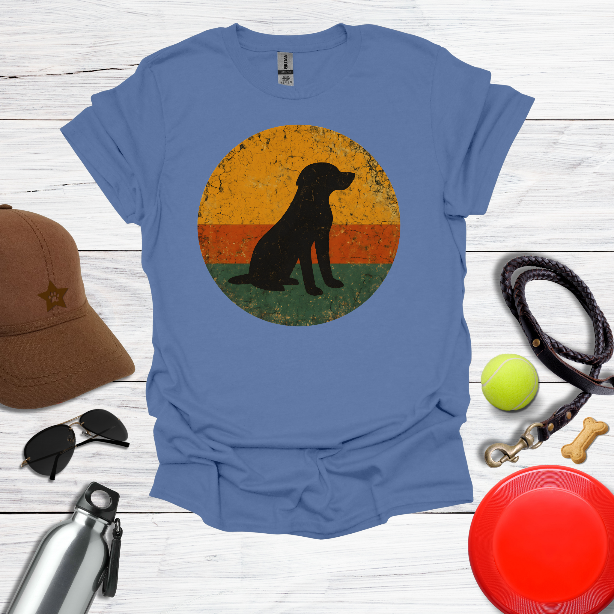 Retro Labrador Sunset Silhouette T-Shirt