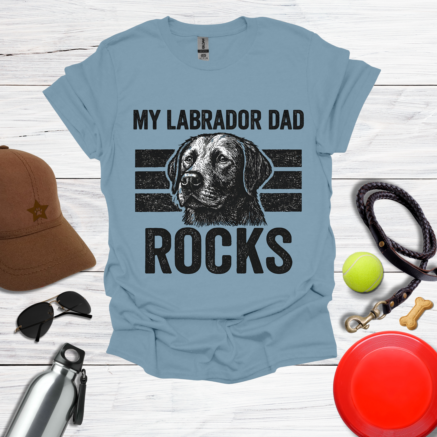 My Labrador Dad Rocks Retro T-Shirt