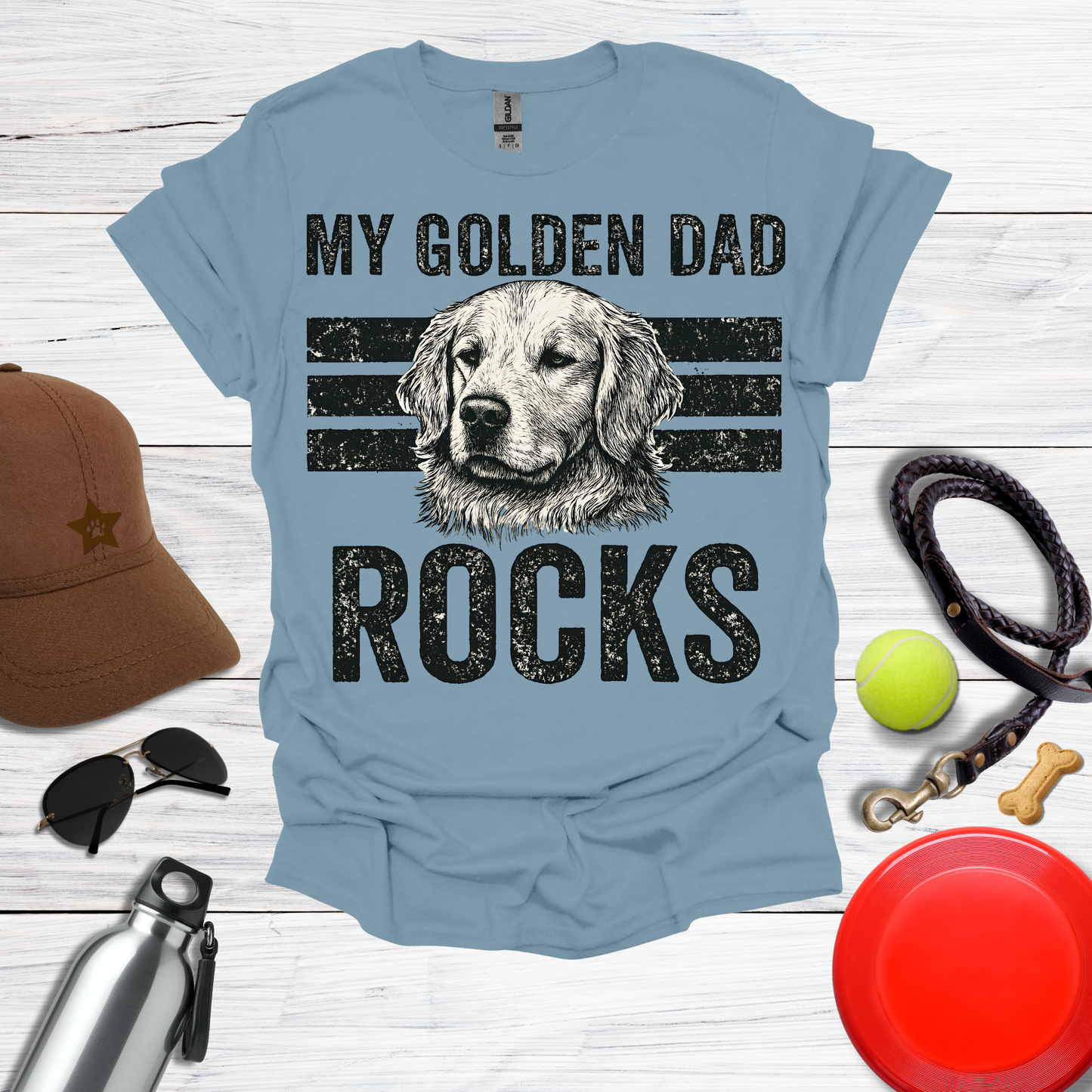 “My Golden Dad Rocks” Dog Dad T-Shirt