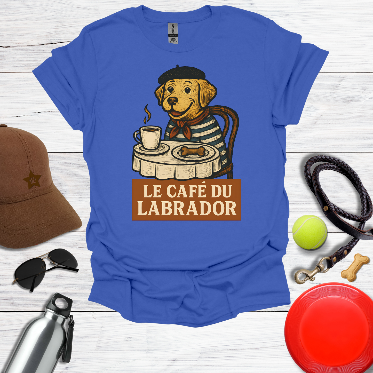 Cute Labrador at French Cafe T-Shirt