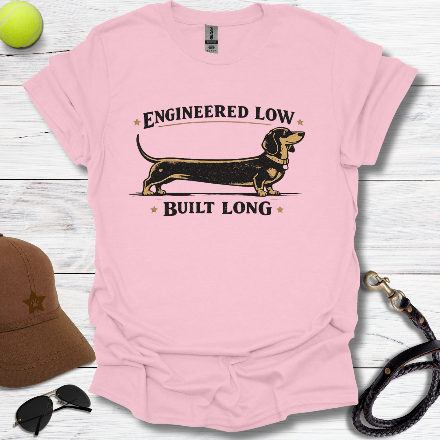 "Engineered Low, Built Long" Dachshund T-Shirt