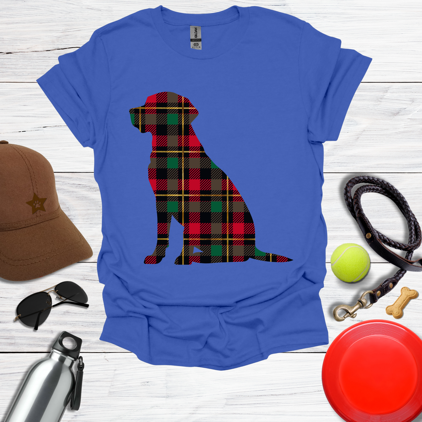 Plaid Labrador Silhouette T-Shirt