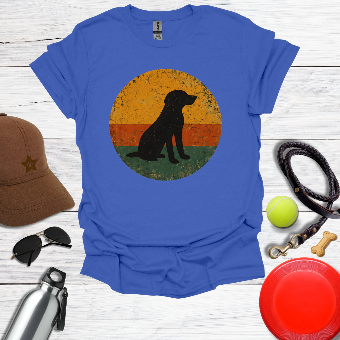 Retro Labrador Sunset Silhouette T-Shirt