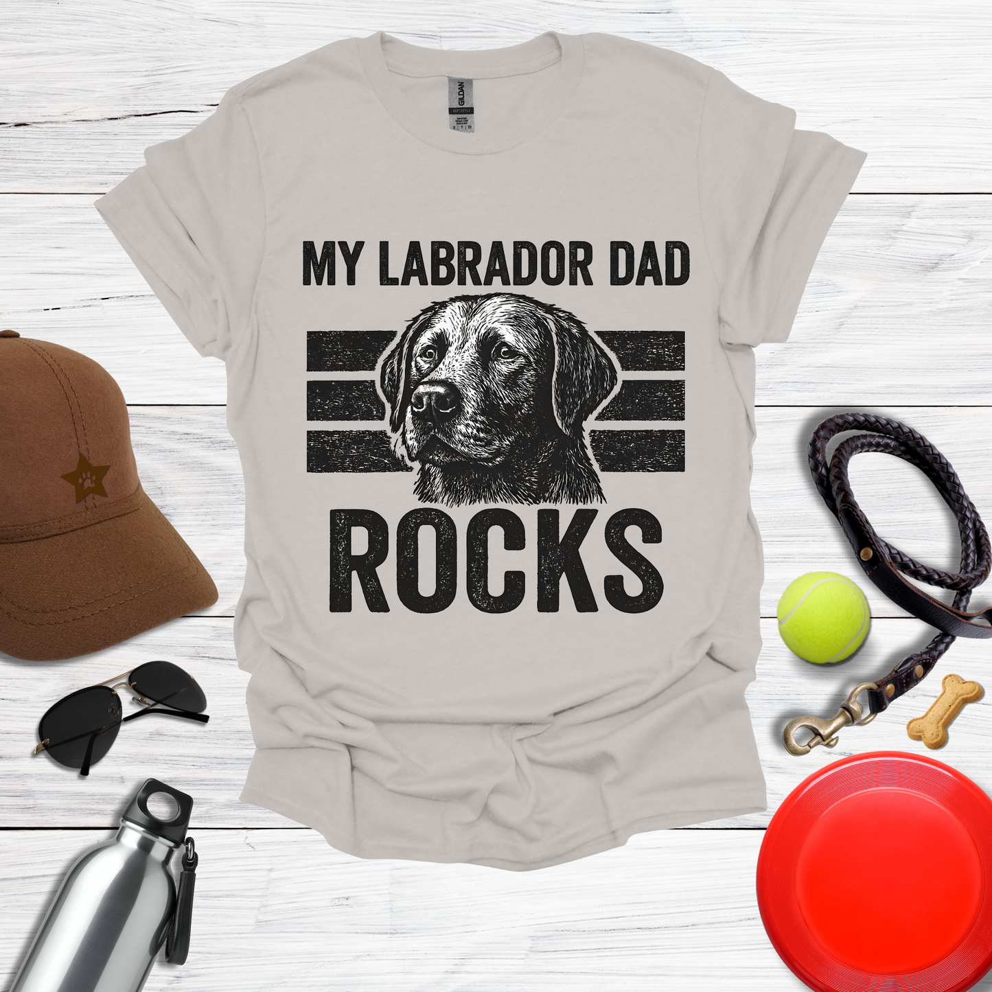 My Labrador Dad Rocks Retro T-Shirt