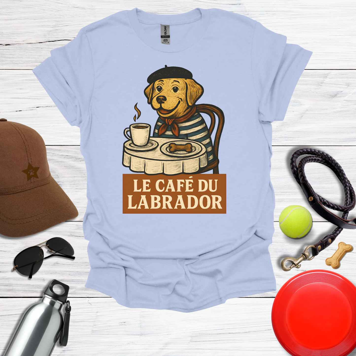 Cute Labrador at French Cafe T-Shirt