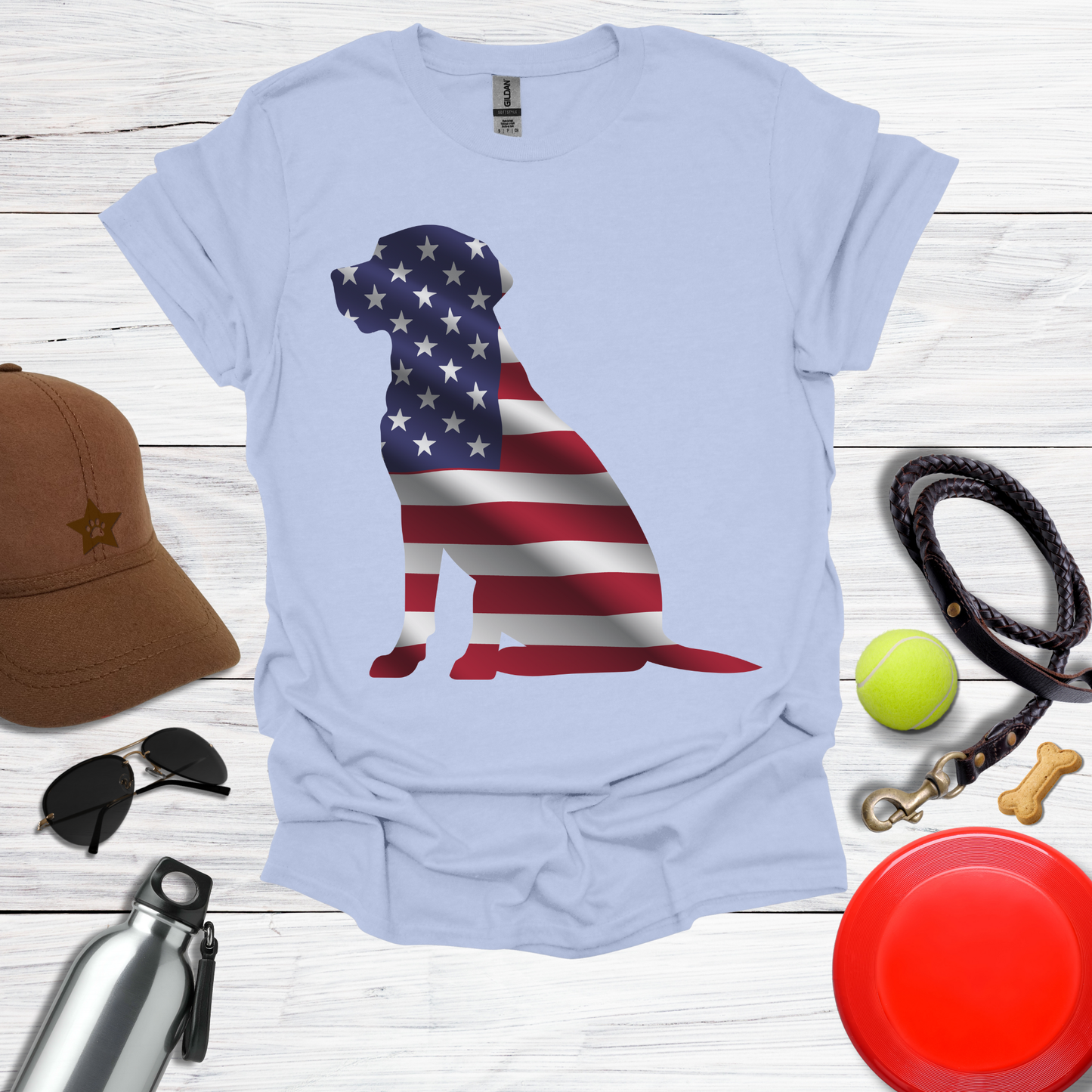 American Flag Labrador Silhouette T-Shirt
