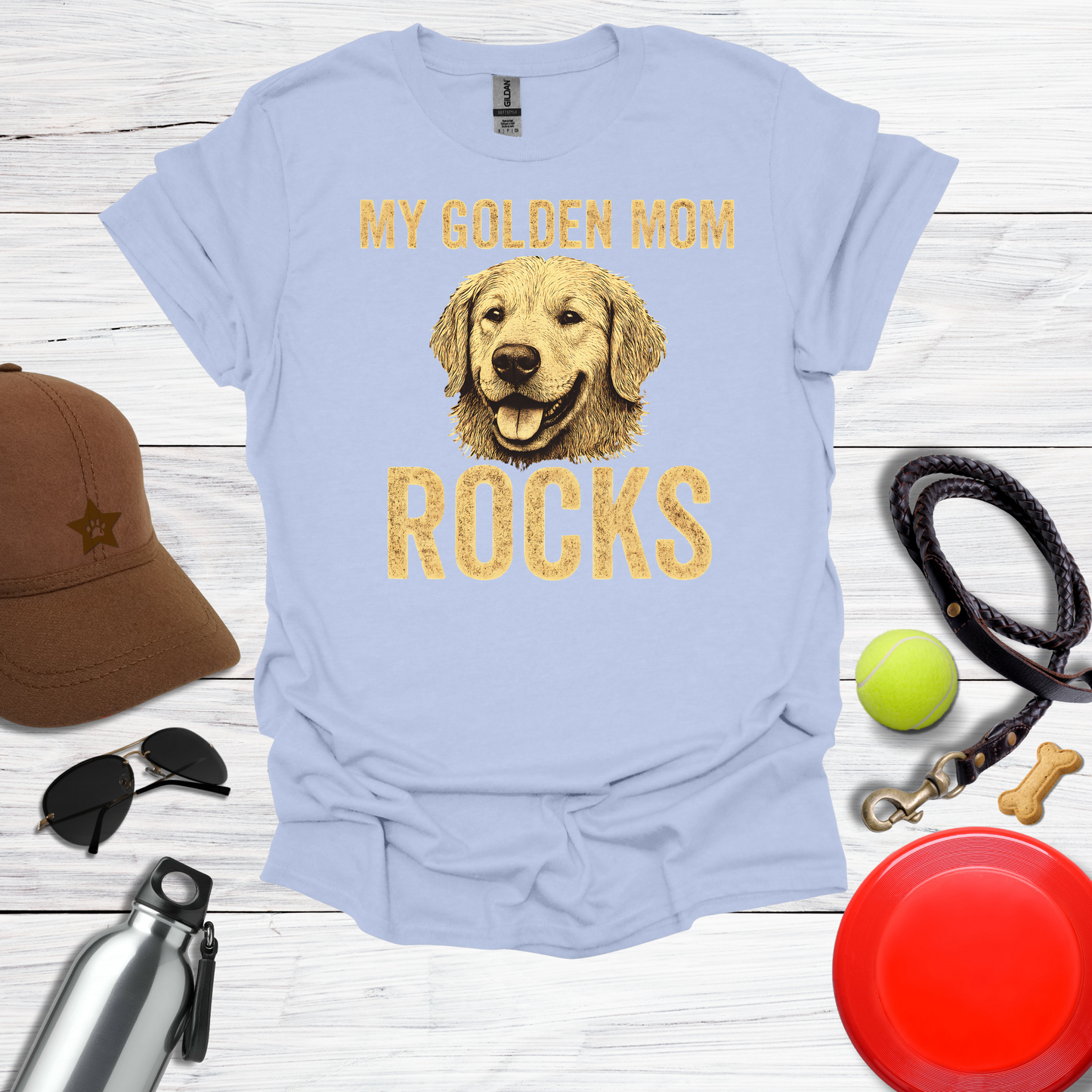 "My Golden Mom Rocks" Dog Mom T-Shirt