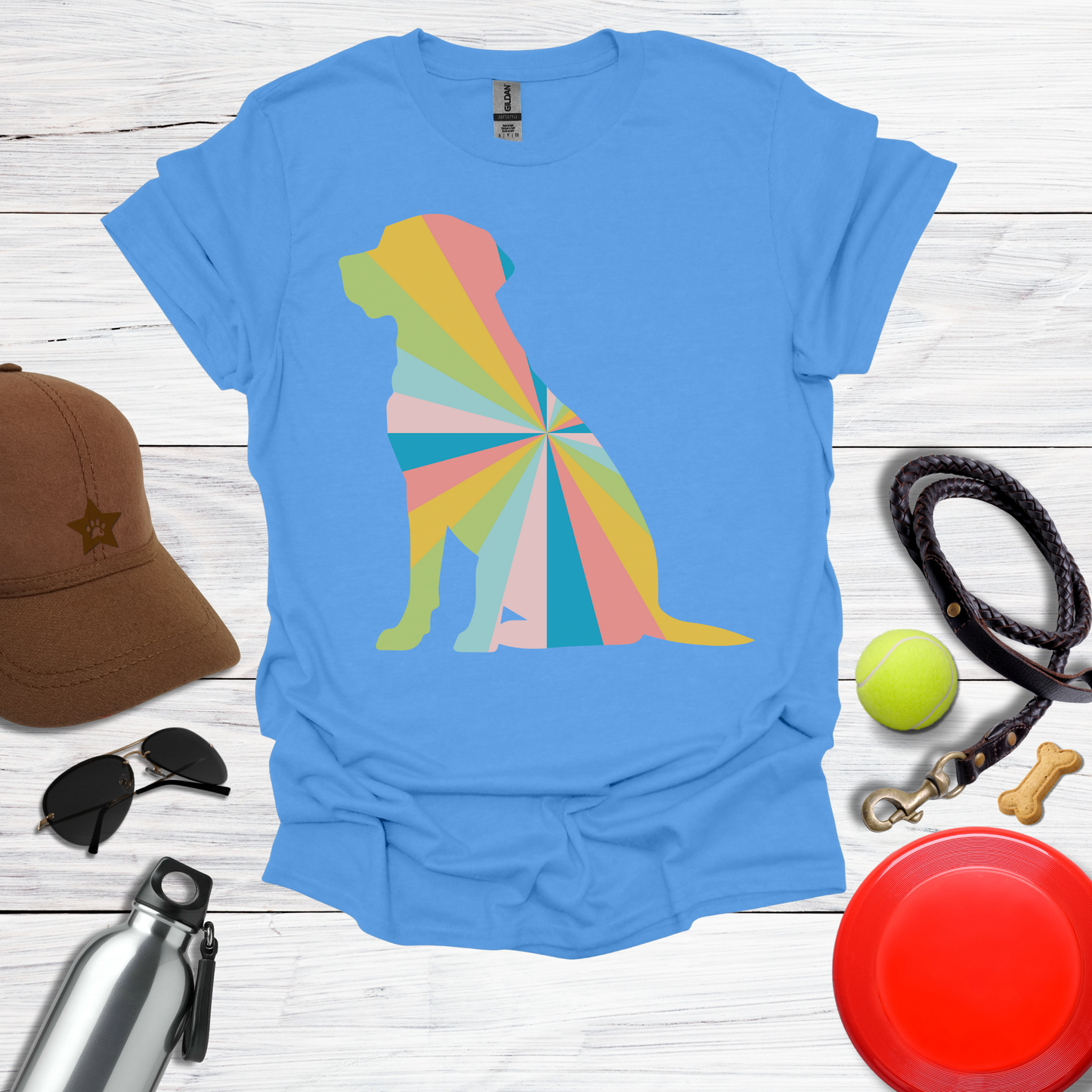 Rainbow Geometric Labrador Dog T-Shirt