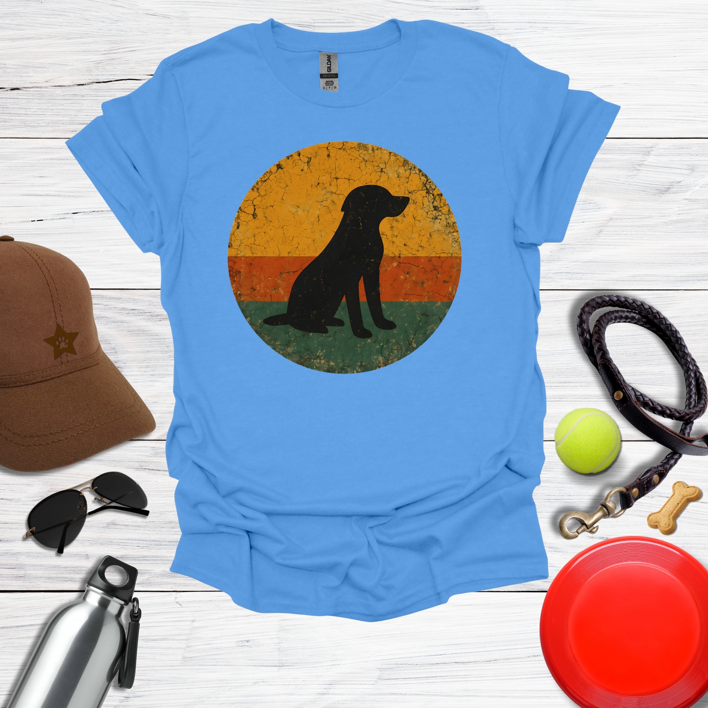 Retro Labrador Sunset Silhouette T-Shirt