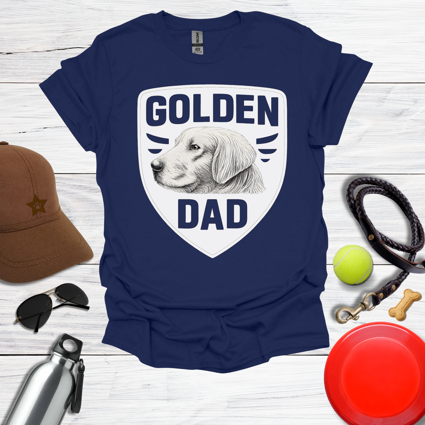 Golden Dad Vintage Dog Portrait T‑Shirt
