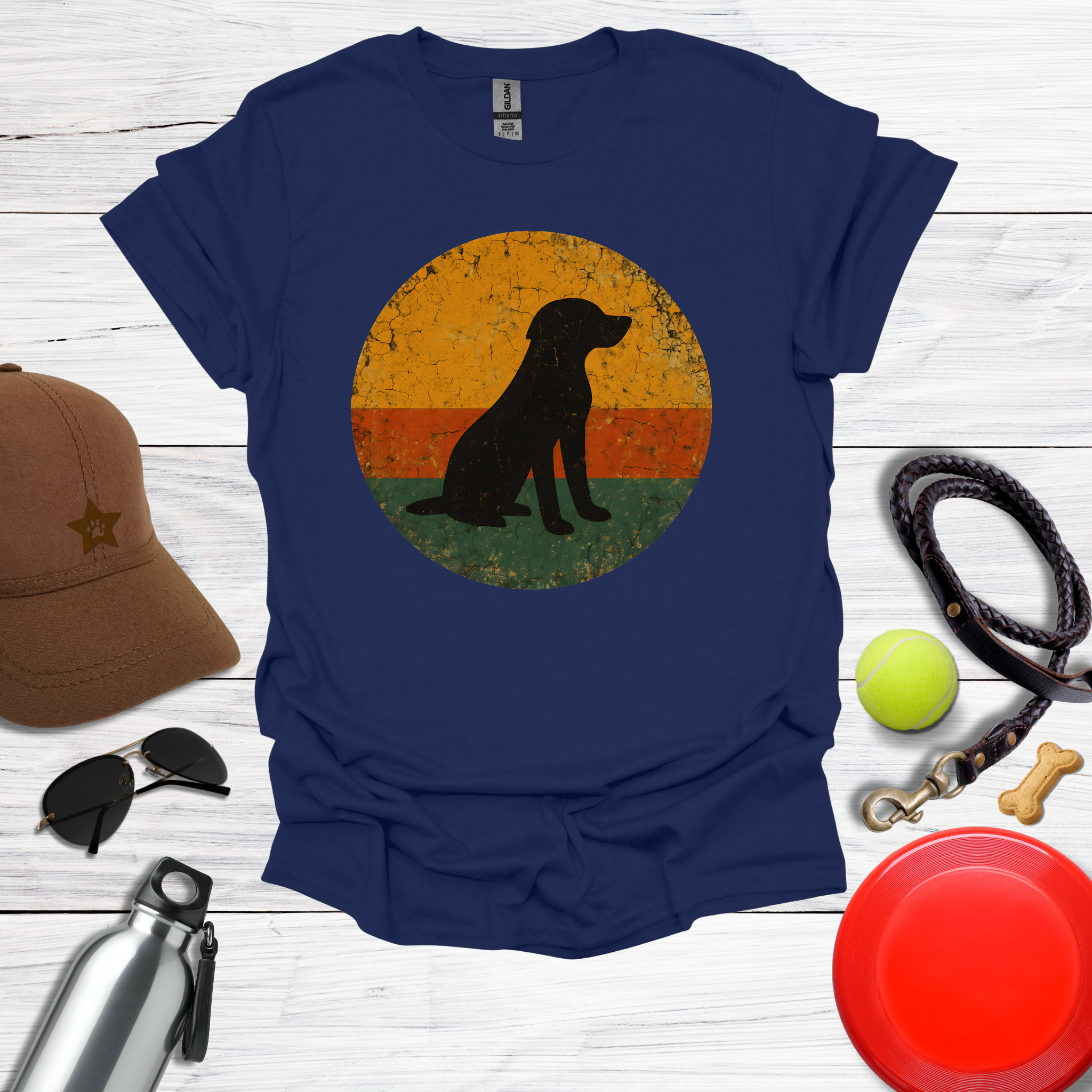 Retro Labrador Sunset Silhouette T-Shirt