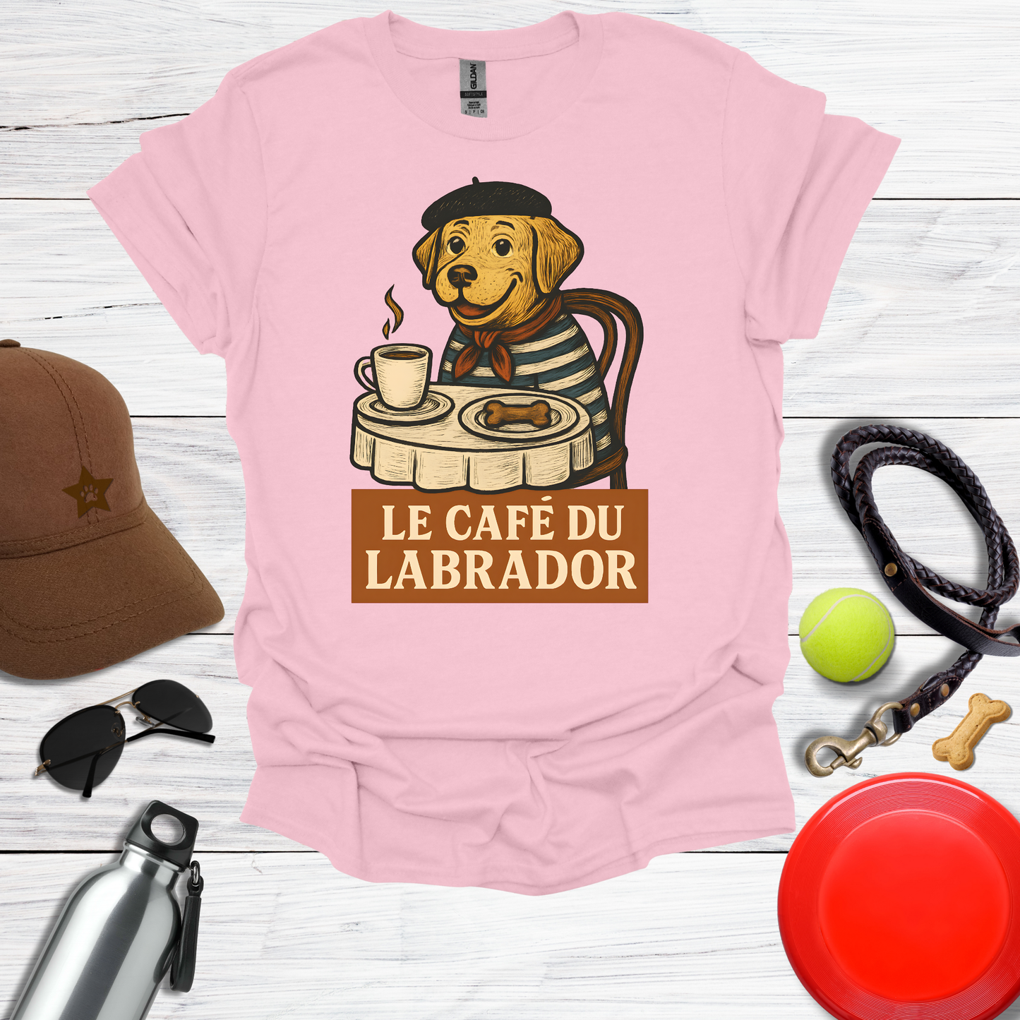Cute Labrador at French Cafe T-Shirt