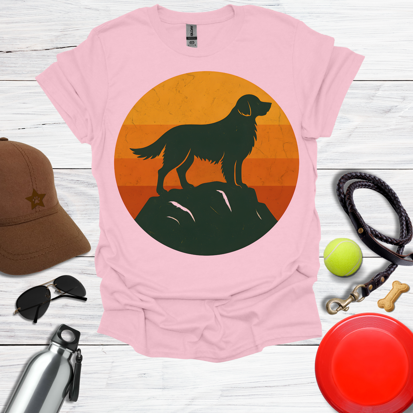 Golden Retriever at Sunset Peak T-Shirt