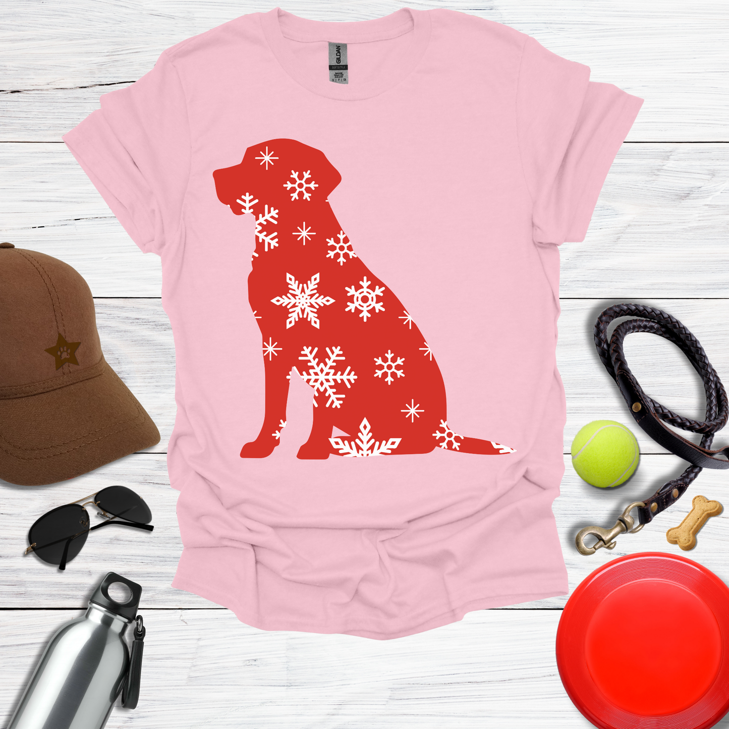 Christmas Labrador Red & Snowflake Tee