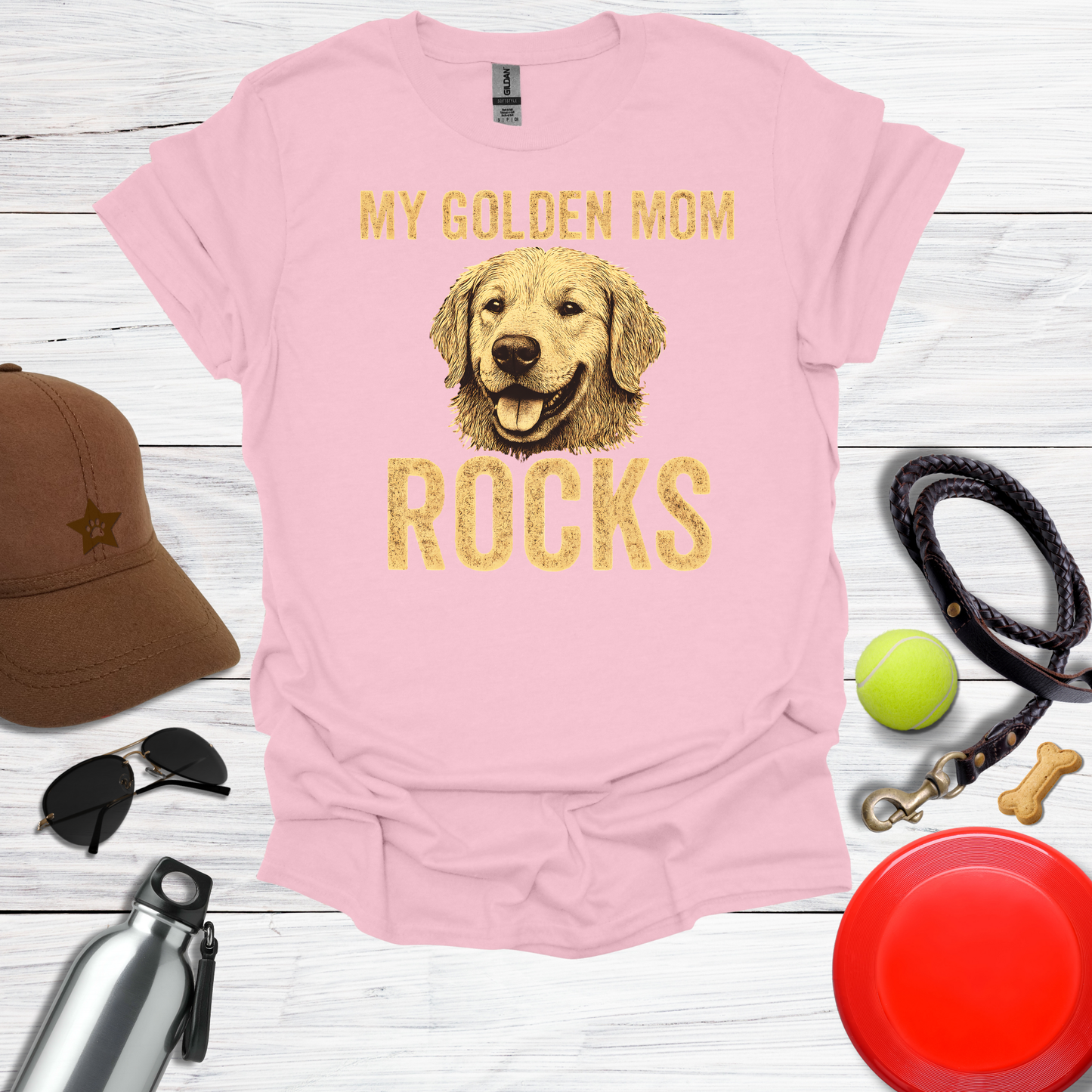 "My Golden Mom Rocks" Dog Mom T-Shirt