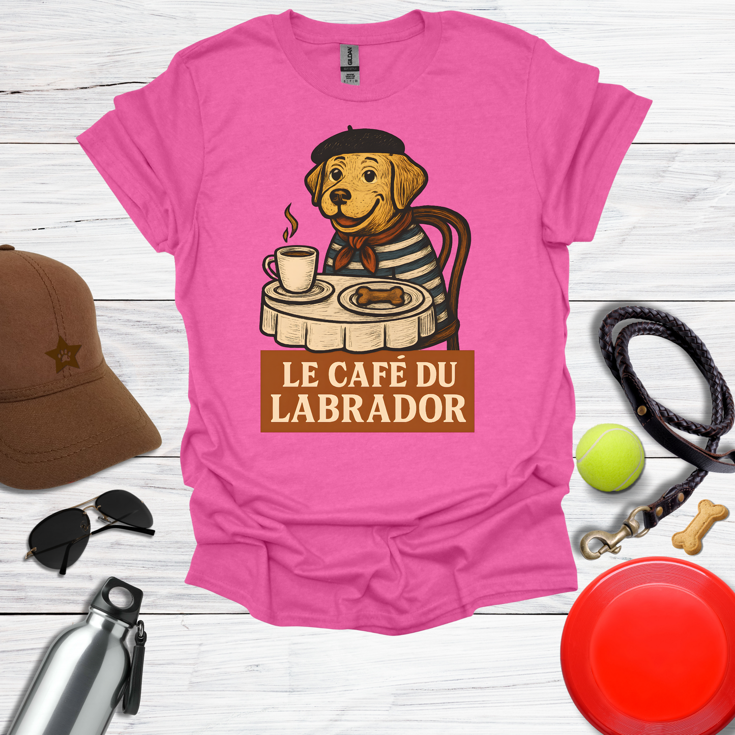Cute Labrador at French Cafe T-Shirt