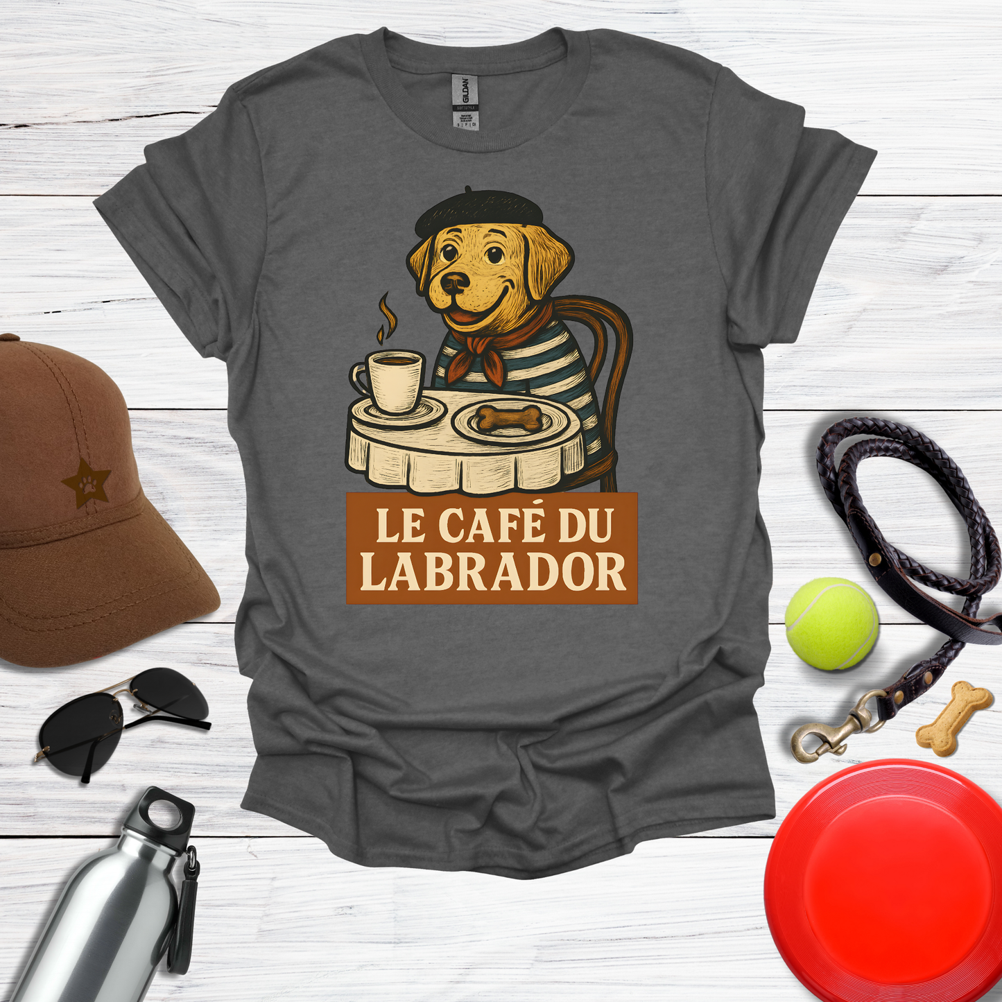 Cute Labrador at French Cafe T-Shirt