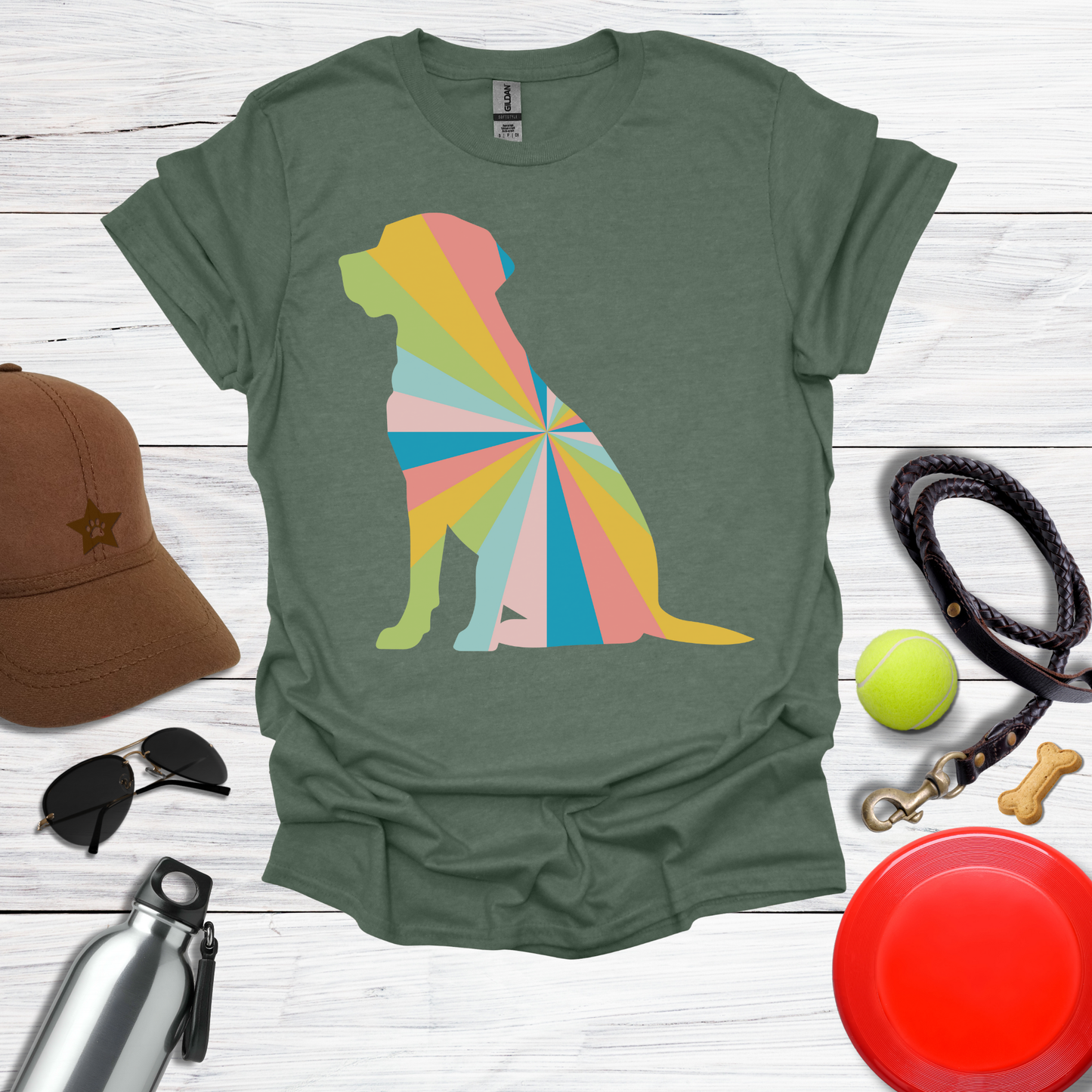 Rainbow Geometric Labrador Dog T-Shirt