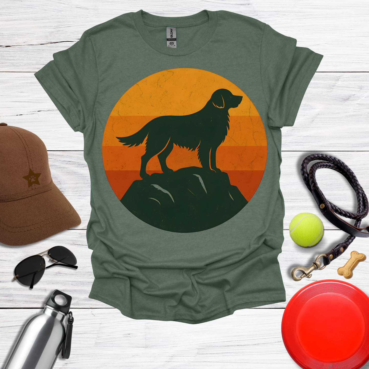 Golden Retriever at Sunset Peak T-Shirt