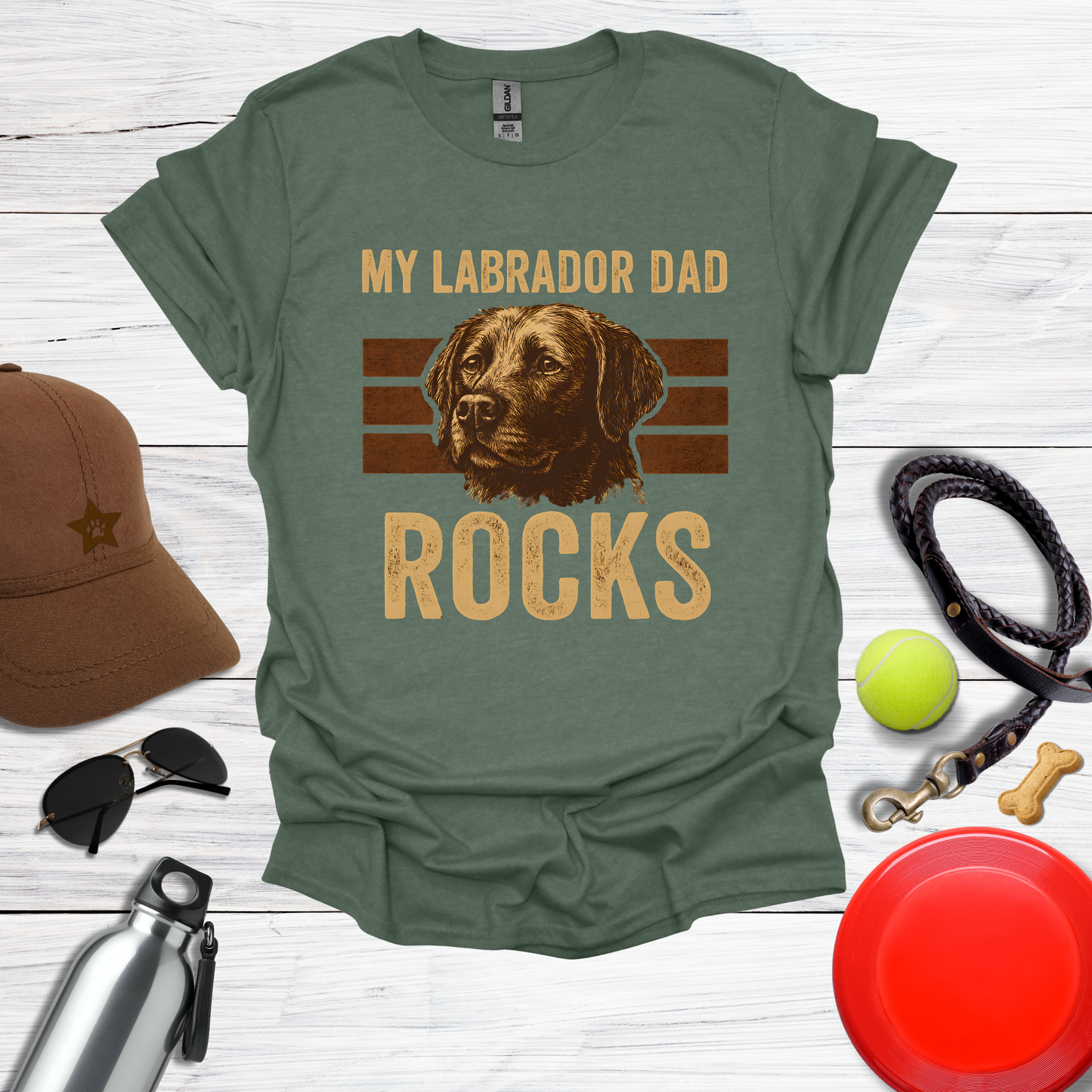 My Labrador Dad Rocks Retro T-Shirt