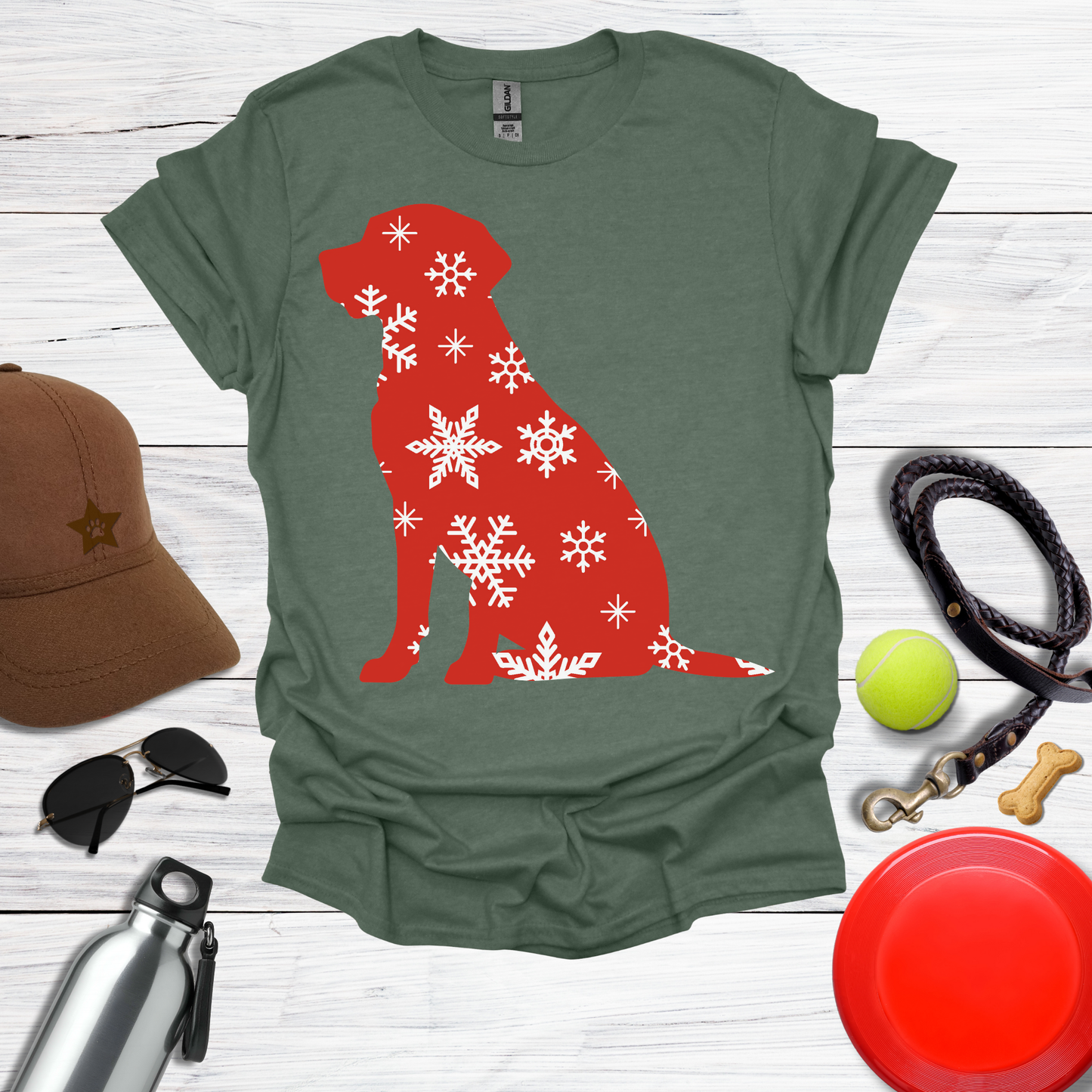 Christmas Labrador Red & Snowflake Tee