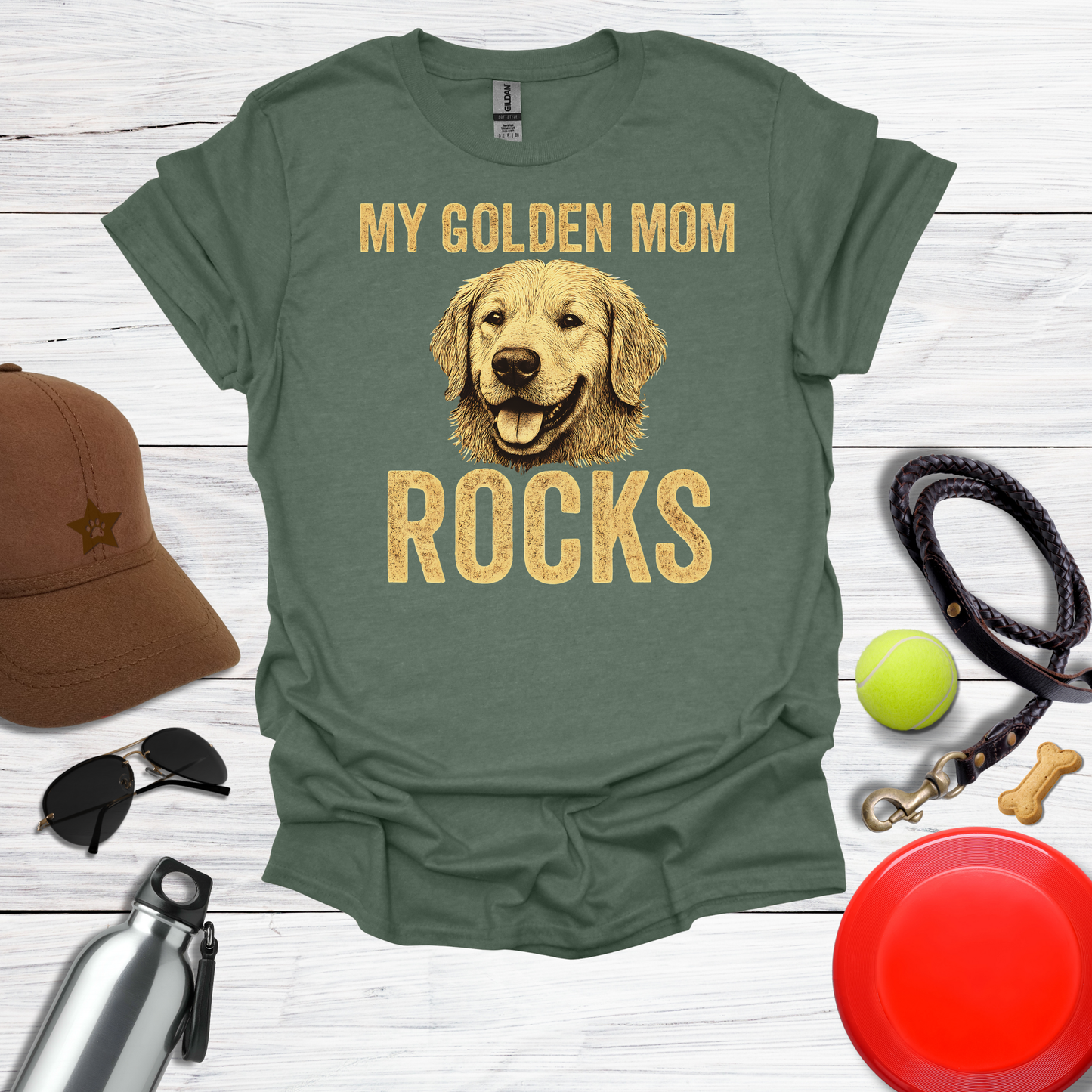 "My Golden Mom Rocks" Dog Mom T-Shirt
