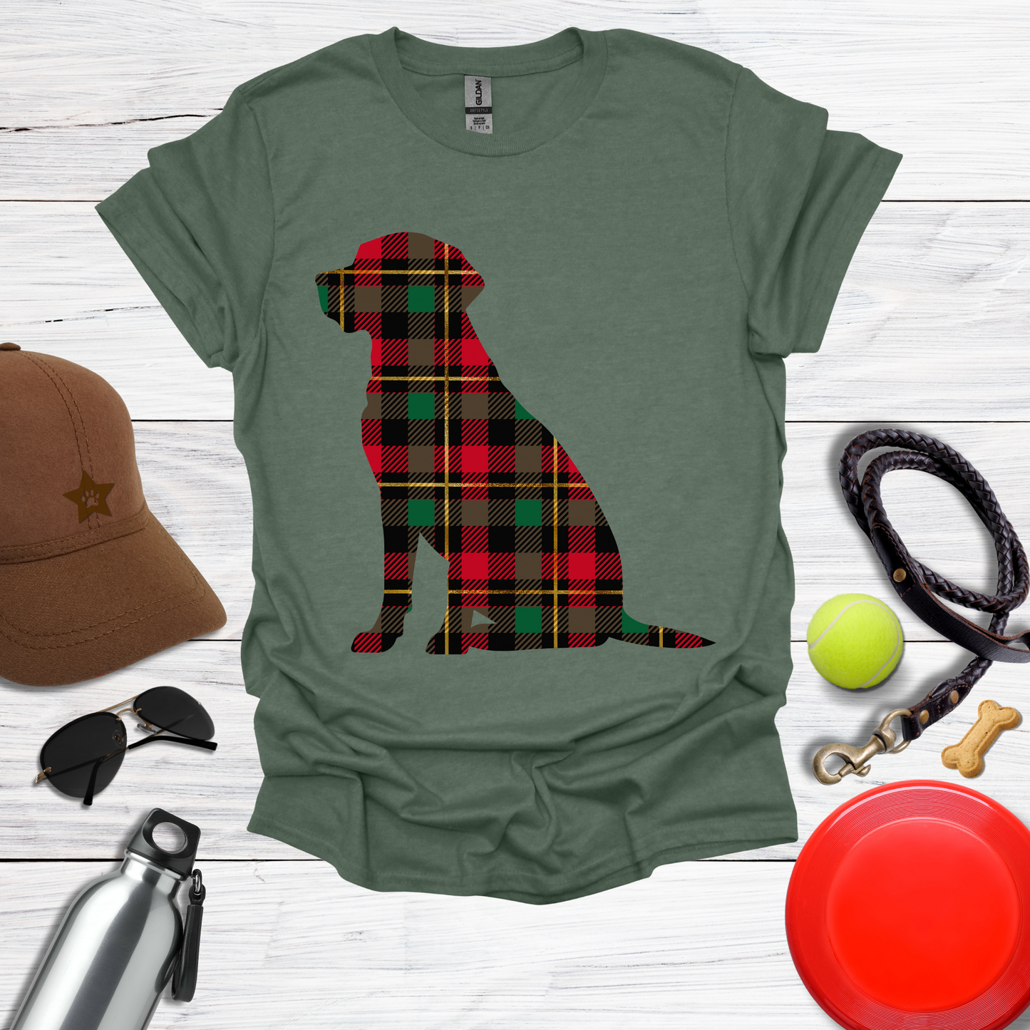 Plaid Labrador Silhouette T-Shirt