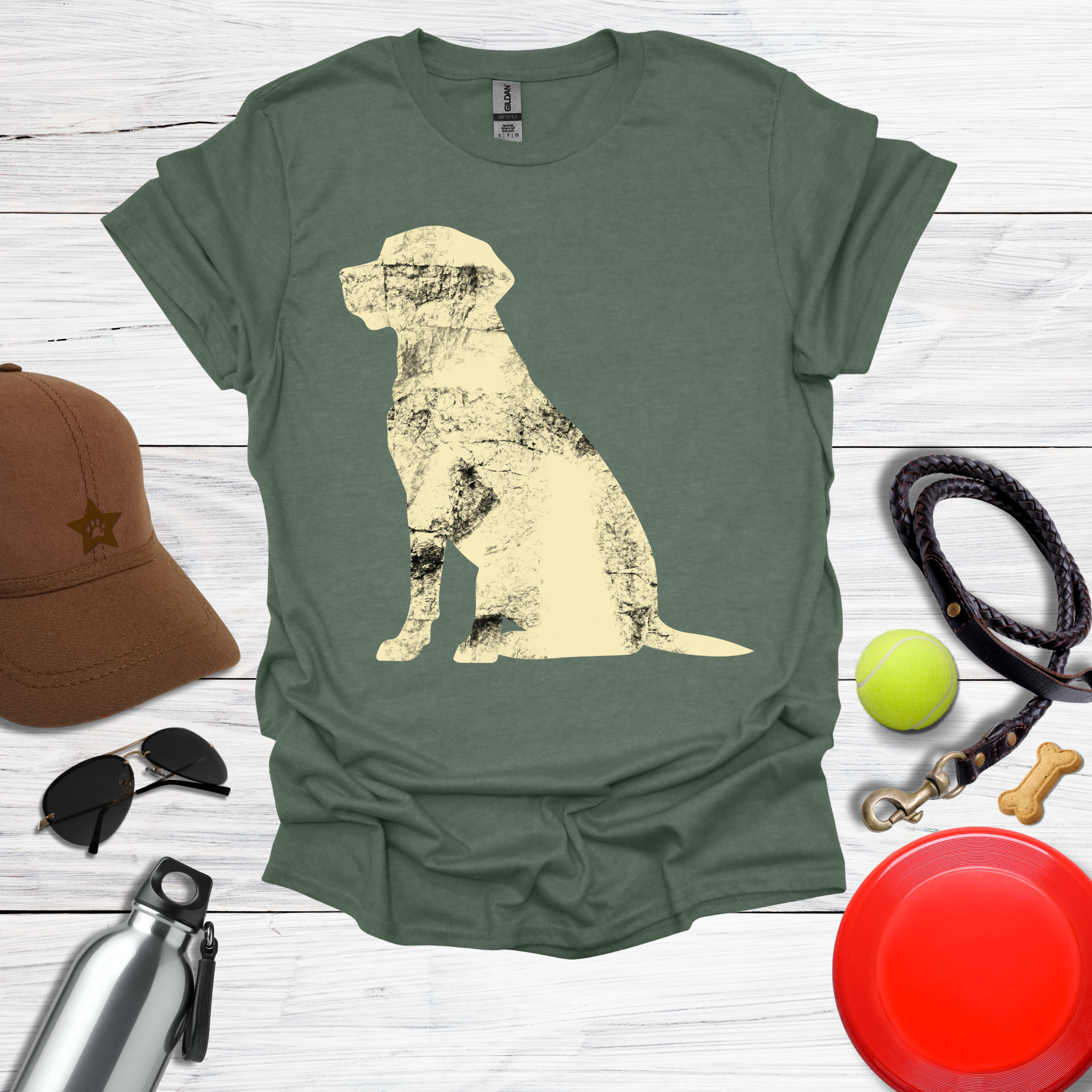Grunge Labrador Silhouette T-Shirt