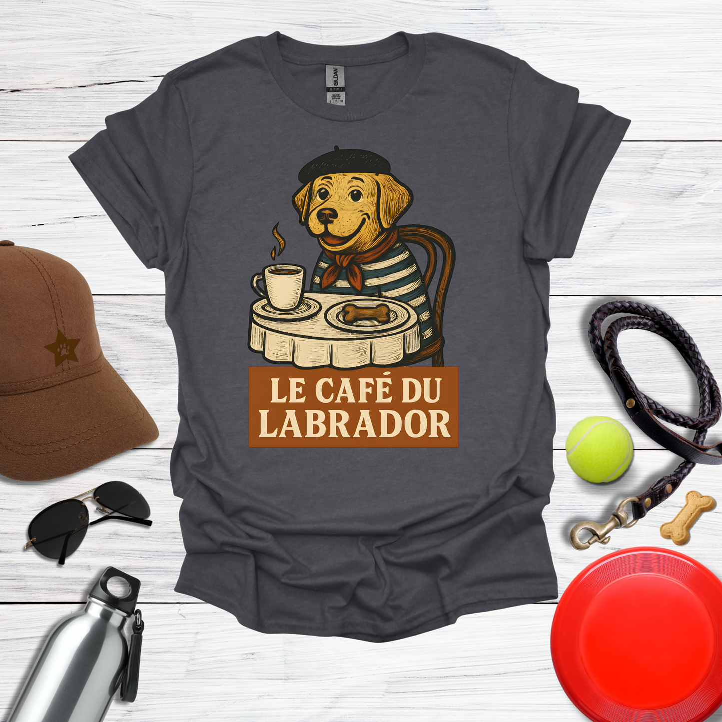 Cute Labrador at French Cafe T-Shirt