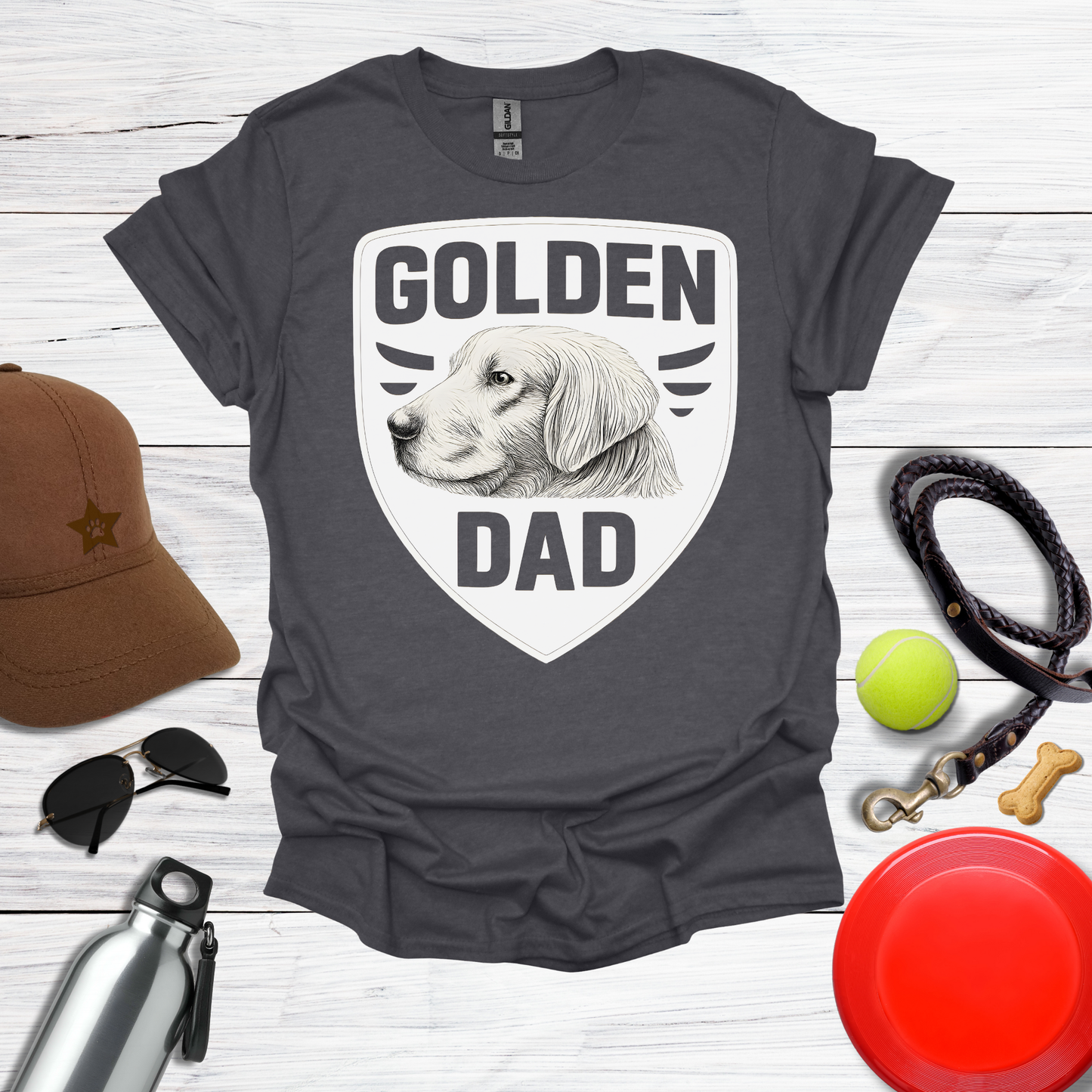 Golden Dad Vintage Dog Portrait T‑Shirt