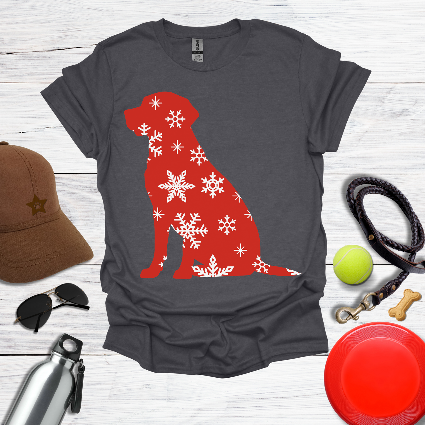 Christmas Labrador Red & Snowflake Tee