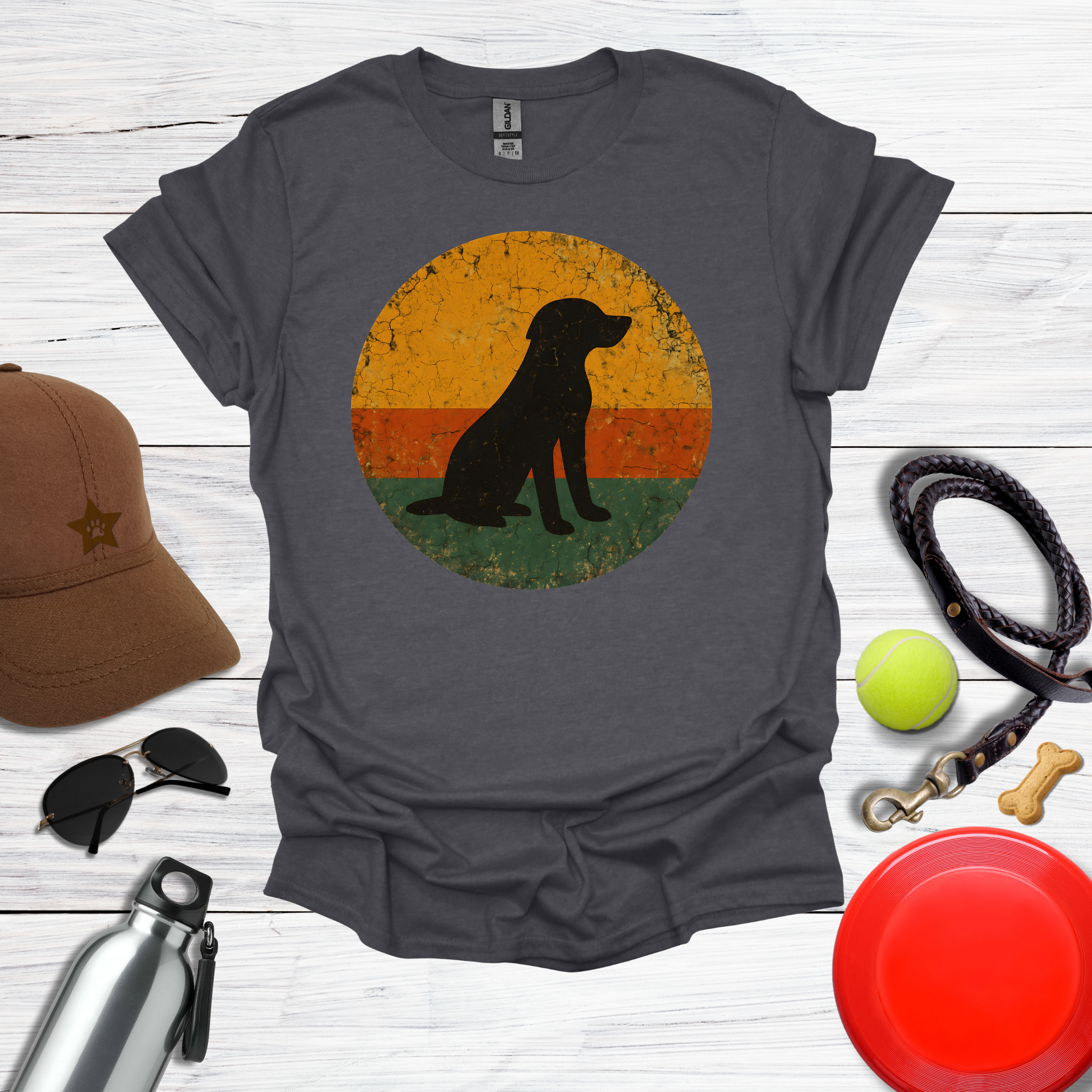 Retro Labrador Sunset Silhouette T-Shirt