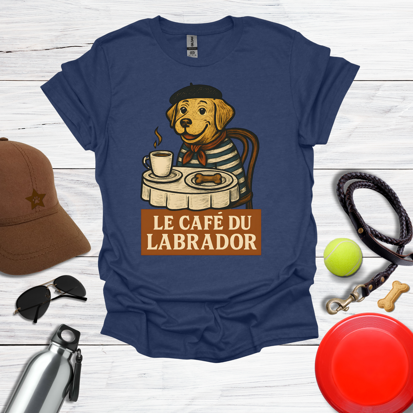 Cute Labrador at French Cafe T-Shirt