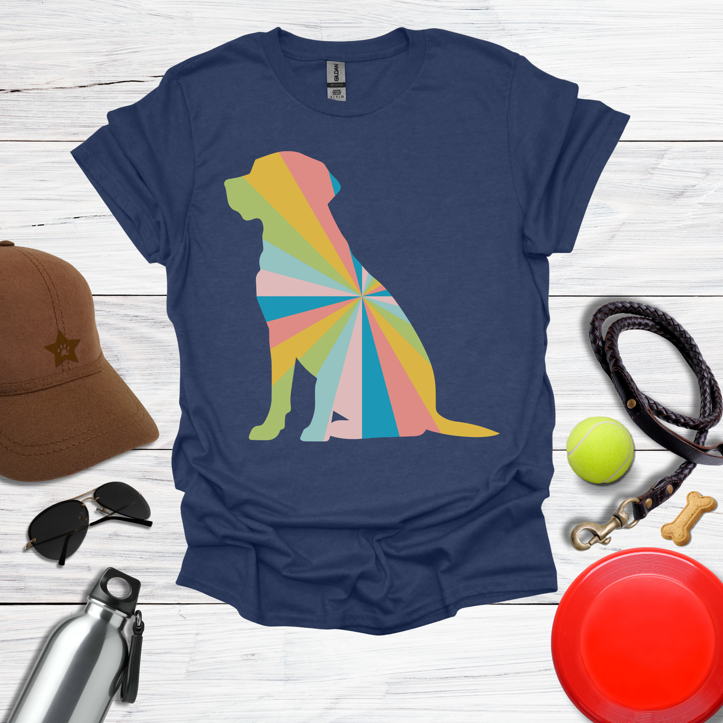 Rainbow Geometric Labrador Dog T-Shirt