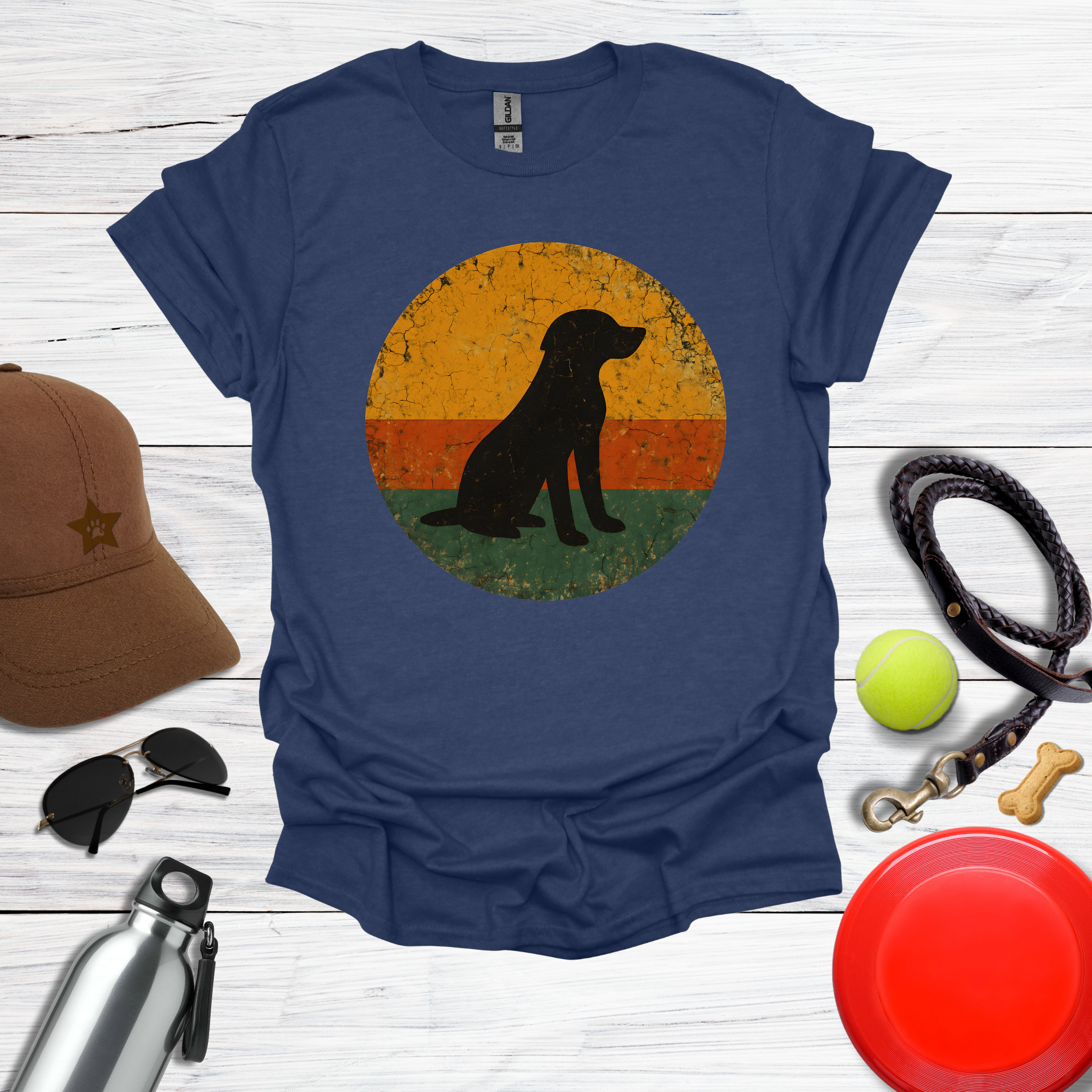 Retro Labrador Sunset Silhouette T-Shirt