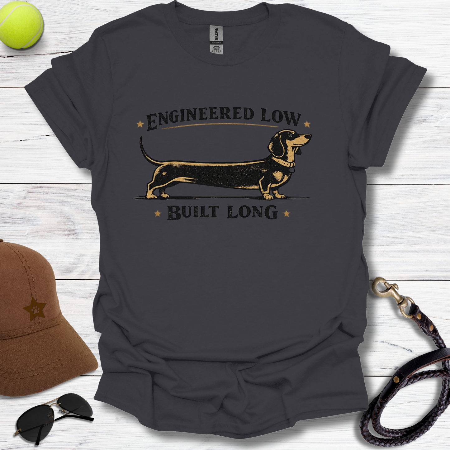 "Engineered Low, Built Long" Dachshund T-Shirt