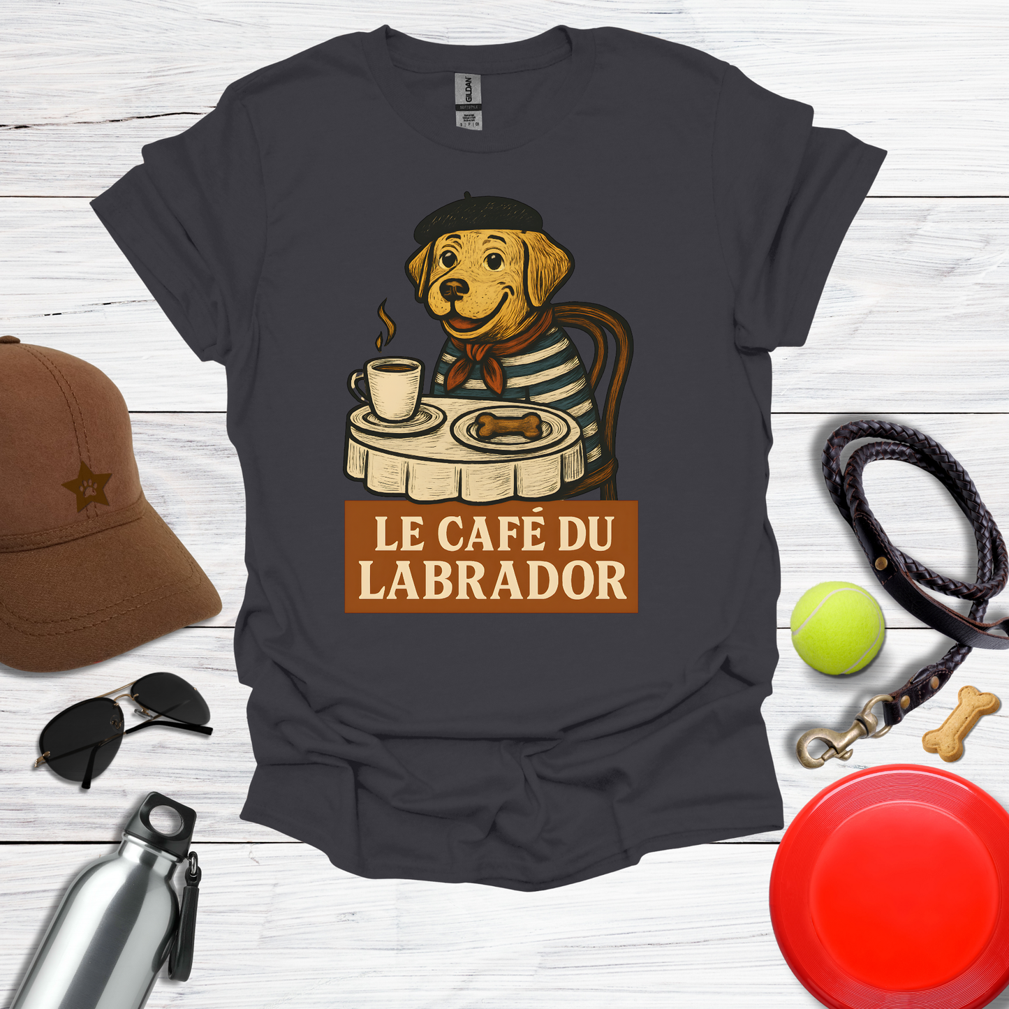 Cute Labrador at French Cafe T-Shirt