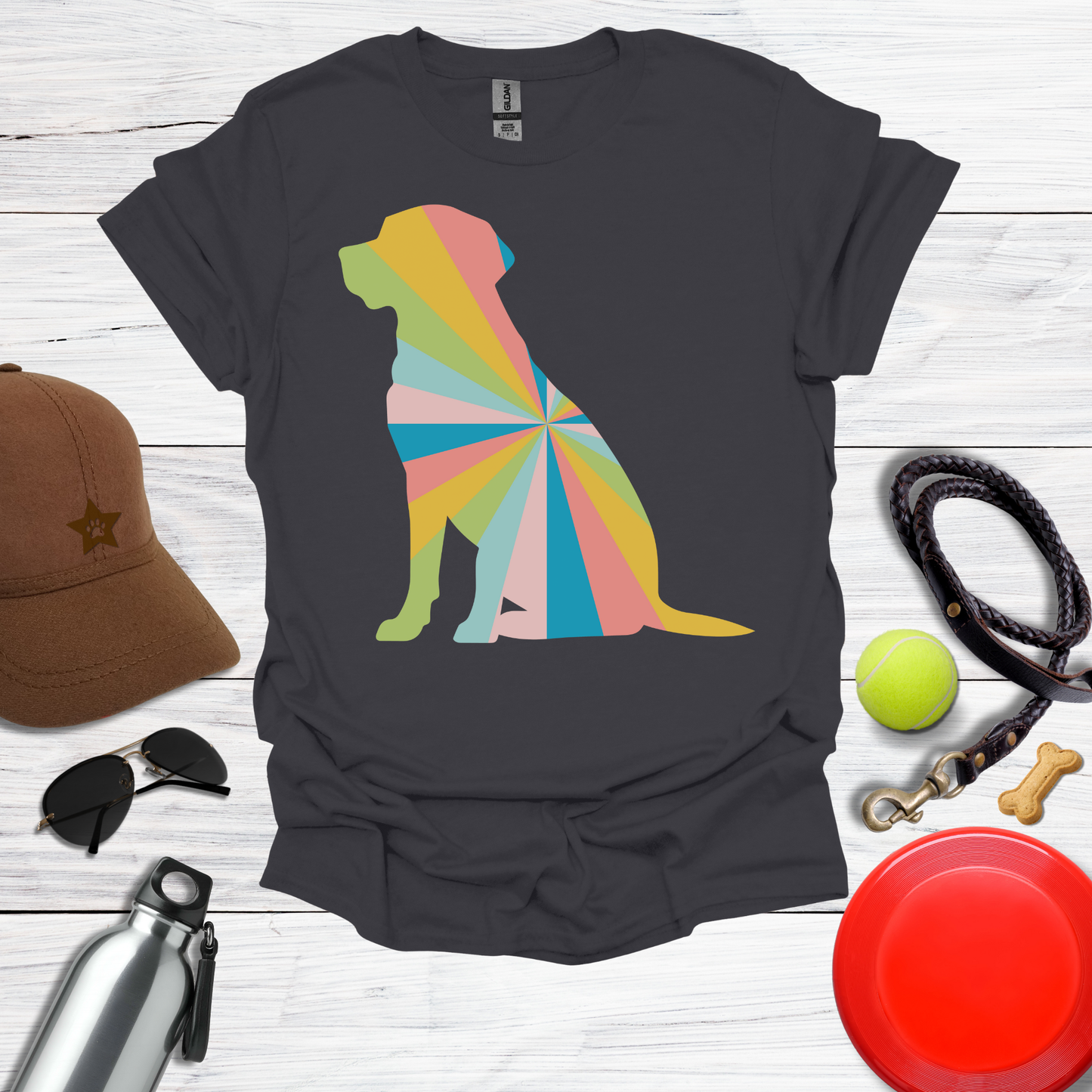 Rainbow Geometric Labrador Dog T-Shirt