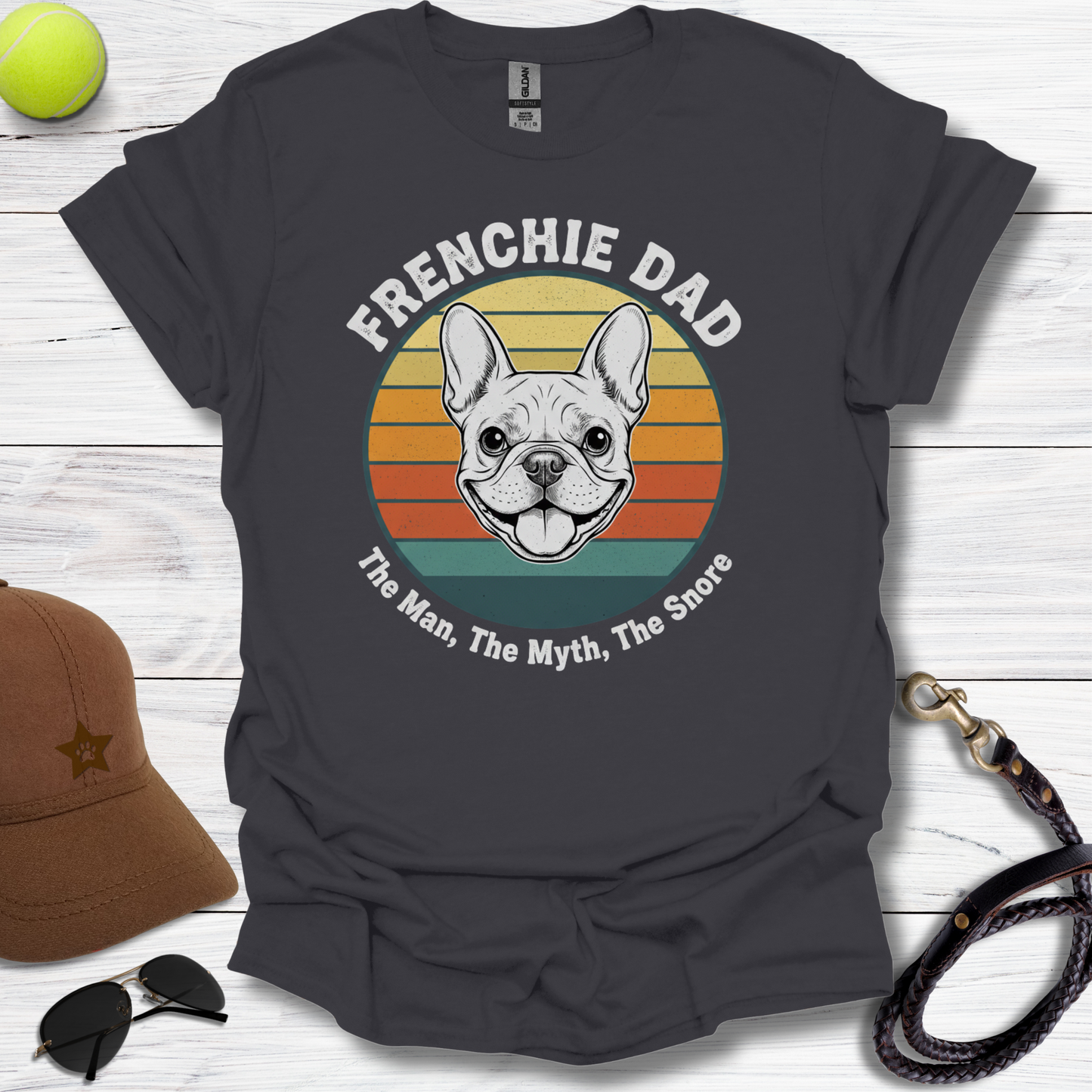 Frenchie Dad Man, Myth, Snore T-Shirt