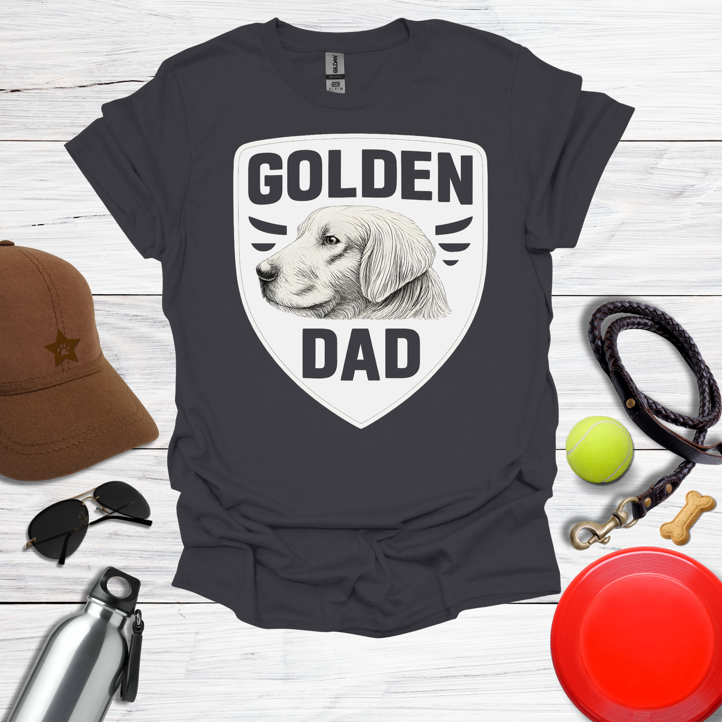 Golden Dad Vintage Dog Portrait T‑Shirt
