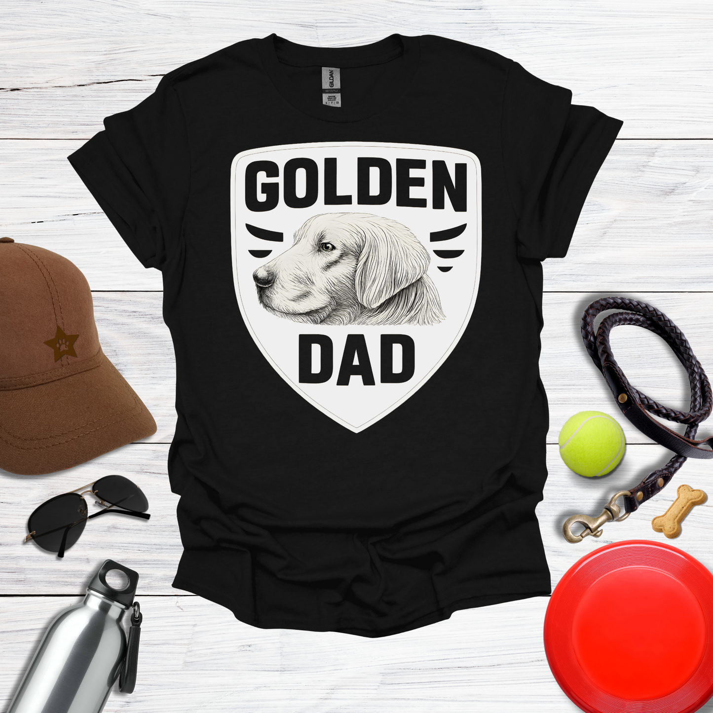 Golden Dad Vintage Dog Portrait T‑Shirt