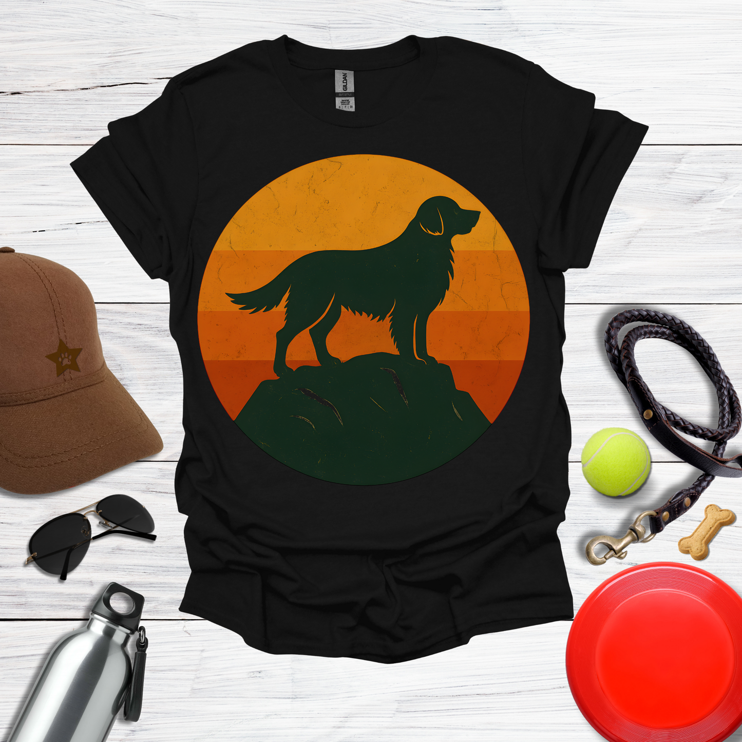 Golden Retriever at Sunset Peak T-Shirt