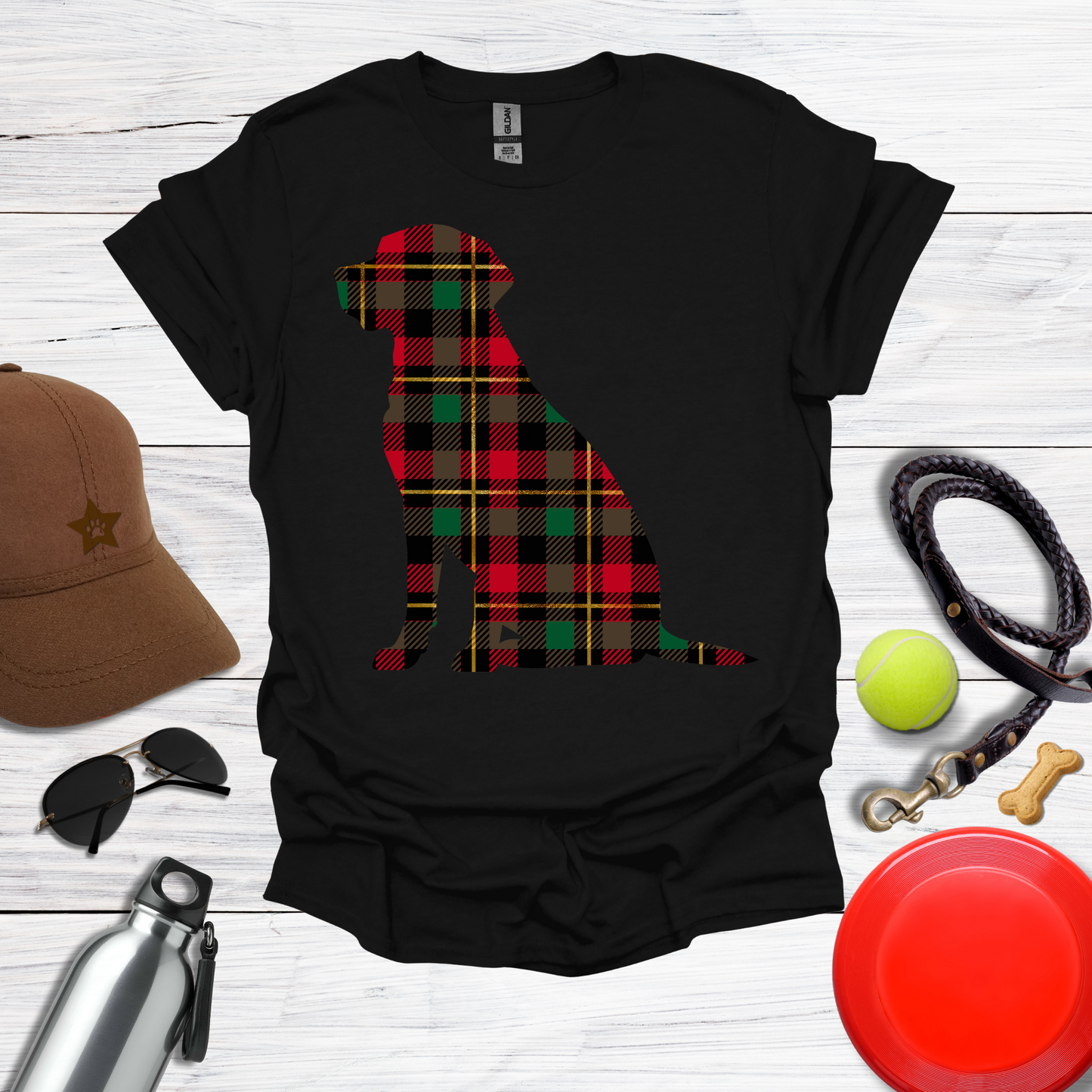 Plaid Labrador Silhouette T-Shirt